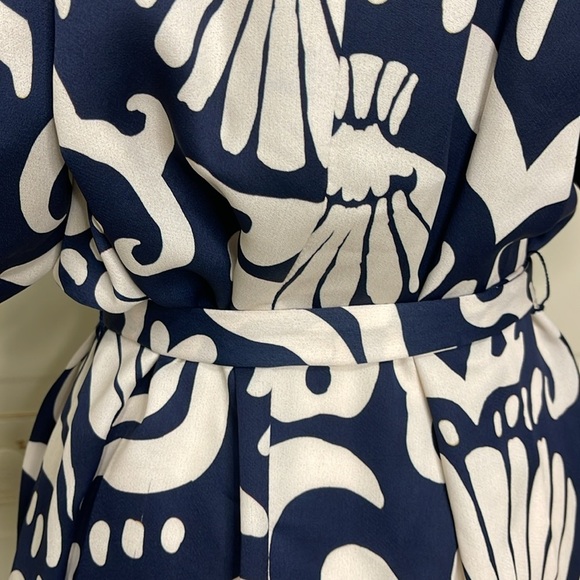 Alex Marie Womens Allison Satin Shell Print Crepe Short Sleeve A-Line Dress Sz M - Picture 11 of 16